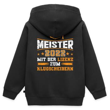 Meister 2022 mit der Lizenz zum klugscheißern - Kinder Premium Organic Zip Hoodie - Schwarz - Hinten - AI Model Kid Male (0cm)