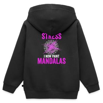 Mandala disant pour réduire le stress je peins - Sweat Premium à capuche zippé enfant bio - noir - Dos - AI Model Kid Male (0cm)