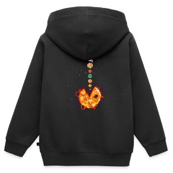 Système solaire, Planètes solaires, Astrologie - Sweat Premium à capuche zippé enfant bio - noir - Dos - AI Model Kid Male (0cm)