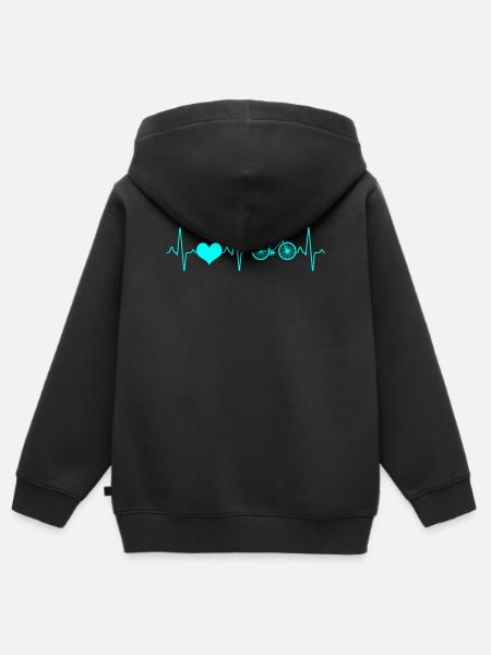 Fahrrad Herzschlag - Kinder Premium Organic Zip Hoodie - Schwarz