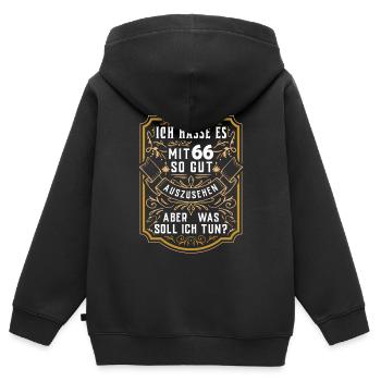 66. Geburtstag Geschenk Birthday Bursdag Jahrgang - Kinder Premium Organic Zip Hoodie - Schwarz - Hinten - AI Model Kid Male (0cm)