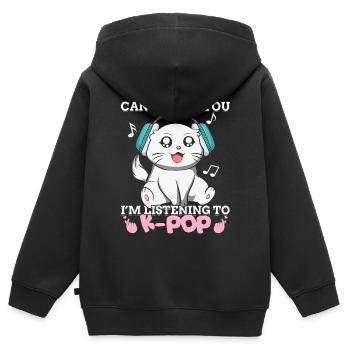 Kpop Kawaii Katze I'm Listening To K-pop Music Ges - Kinder Premium Organic Zip Hoodie - Schwarz - Hinten - AI Model Kid Male (0cm)