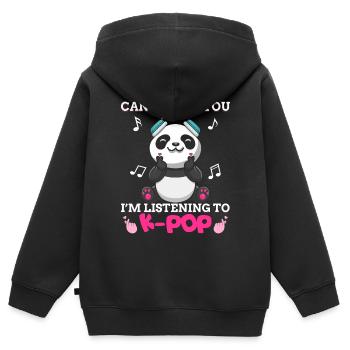 Kpop Kawaii Panda Bär I'm Listening To K-pop Music - Kinder Premium Organic Zip Hoodie - Schwarz - Hinten - AI Model Kid Male (0cm)