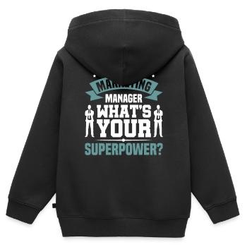 Advertising Strategy Marketing Manager Marketing - Kids Premium Organic Zip-up Hoodie - black - Back - AI Model Kid Male (0cm)