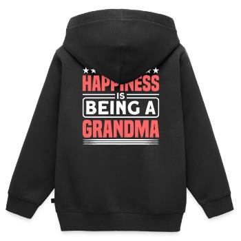 Grand-mère Grand-mère Grand-mère Cadeau - Sweat Premium à capuche zippé enfant bio - noir - Dos - AI Model Kid Male (0cm)