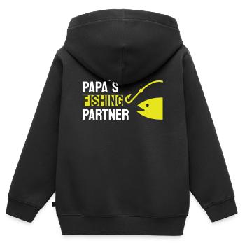 Angeln Vater und Sohn Fisch - Kinder Premium Organic Zip Hoodie - Schwarz - Hinten - AI Model Kid Male (0cm)