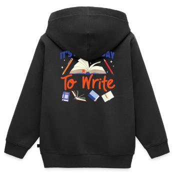 Writing Book Novel Writer & - Kinder Premium Organic Zip Hoodie - Schwarz - Hinten - AI Model Kid Male (0cm)