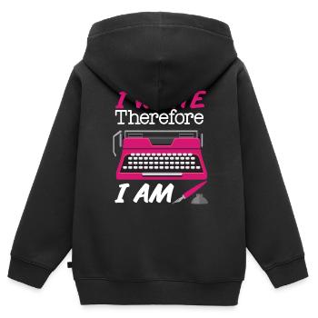 Writing Typewriter Novel Writer & - Kinder Premium Organic Zip Hoodie - Schwarz - Hinten - AI Model Kid Male (0cm)