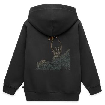 Oiseau Forêt Arbre Oiseau Motif Nature Animal Motif - Sweat Premium à capuche zippé enfant bio - noir - Dos - AI Model Kid Male (0cm)
