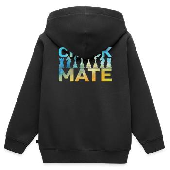 Chess Player Piece Watercolor - Kinder Premium Organic Zip Hoodie - Schwarz - Hinten - AI Model Kid Male (0cm)