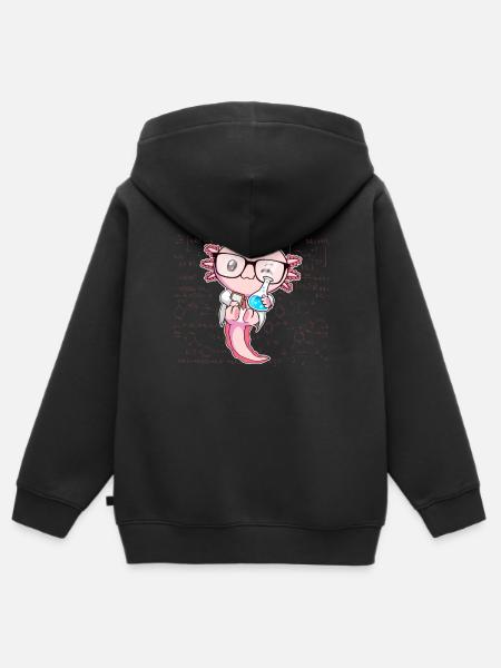 Kawaii Axolotl Ciencia Física Divertida Química G - Sudadera Premium con capucha y cremallera infantil orgánica - negro