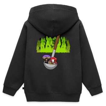 Forest Cuisine Champignons Soupe Louche Soupe Gourmet Toxique - Sweat Premium à capuche zippé enfant bio - noir - Dos - AI Model Kid Male (0cm)