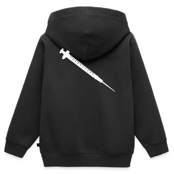 Spritze Weiss - Kinder Premium Organic Zip Hoodie - Schwarz - Hinten - AI Model Kid Male (0cm)