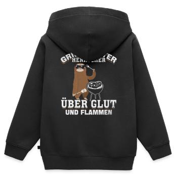 Grillmeister Herrscher über Glut und Flammen - Kinder Premium Organic Zip Hoodie - Schwarz - Hinten - AI Model Kid Male (0cm)