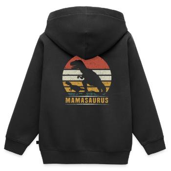 MamaSaurus Dino Mama Dinosaur Mama Dino Mama - Kids Premium Organic Zip-up Hoodie - black - Back - AI Model Kid Male (0cm)