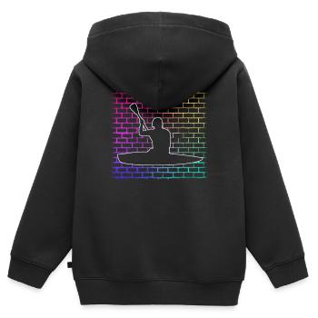 Canoë Mur Vintage - Sweat Premium à capuche zippé enfant bio - noir - Dos - AI Model Kid Male (0cm)