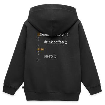 Programmer Computer Science Student Tired Coffee C++ - Kids Premium Organic Zip-up Hoodie - black - Back - AI Model Kid Male (0cm)