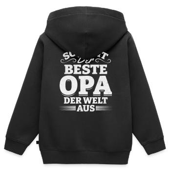 So sieht der beste Opa der Welt aus I Bester Opa - Kinder Premium Organic Zip Hoodie - Schwarz - Hinten - AI Model Kid Male (0cm)
