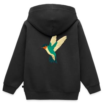 Ruby-throated Hummingbird Humminbird Hummingbird - Kids Premium Organic Zip-up Hoodie - black - Back - AI Model Kid Male (0cm)