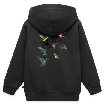 Chemise de l'oiseau-mouche Pissenlit Humminbird - Sweat Premium à capuche zippé enfant bio - noir - Dos - AI Model Kid Male (0cm)