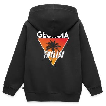 georgien mit Hauptstadt - Kinder Premium Organic Zip Hoodie - Schwarz - Hinten - AI Model Kid Male (0cm)
