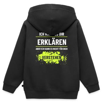 Ich kann es Dir erklären aber nicht verstehen - Kinder Premium Organic Zip Hoodie - Schwarz - Hinten - AI Model Kid Male (0cm)