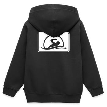 Logo du nageur nageur - Sweat Premium à capuche zippé enfant bio - noir - Dos - AI Model Kid Male (0cm)