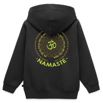 Namaste Nous sommes une méditation Mandala Yoga - Sweat Premium à capuche zippé enfant bio - noir - Dos - AI Model Kid Male (0cm)