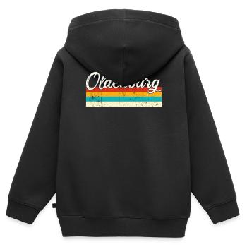 Oldenburg Rétro Vintage - Sweat Premium à capuche zippé enfant bio - noir - Dos - AI Model Kid Male (0cm)