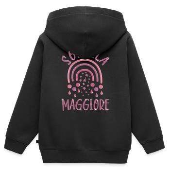 Sorella Maggiore Bambina Arcobaleno Ragazza - Sweat Premium à capuche zippé enfant bio - noir - Dos - AI Model Kid Male (0cm)