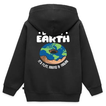 Donut Earth – Flat, Round & Hollow - Kids Premium Organic Zip-up Hoodie - black - Back - AI Model Kid Male (0cm)