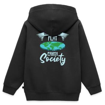 Flat Earth Society – Mitglied - Kinder Premium Organic Zip Hoodie - Schwarz - Hinten - AI Model Kid Male (0cm)