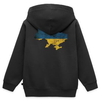 Ukraine - National border in national flag - Kids Premium Organic Zip-up Hoodie - black - Back - AI Model Kid Male (0cm)