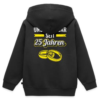25 Jahre Hochzeitstag Silberhochzeit Spruch - Kinder Premium Organic Zip Hoodie - Schwarz - Hinten - AI Model Kid Male (0cm)