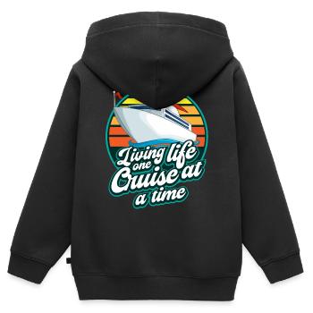 Kreuzfahrt, Schiffe, Urlaub Auf Einem Schiff - Kinder Premium Organic Zip Hoodie - Schwarz - Hinten - AI Model Kid Male (0cm)