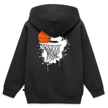 Basketball Cadeau Panier de Sport Rebond B-Ball - Sweat Premium à capuche zippé enfant bio - noir - Dos - AI Model Kid Male (0cm)