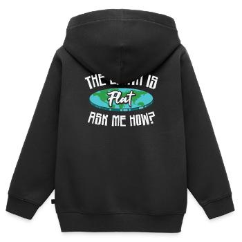 Die Erde ist flach – frag mich - Kinder Premium Organic Zip Hoodie - Schwarz - Hinten - AI Model Kid Male (0cm)