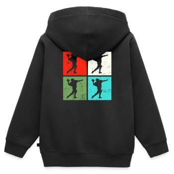 Football Footballer Retro - Kinder Premium Organic Zip Hoodie - Schwarz - Hinten - AI Model Kid Male (0cm)