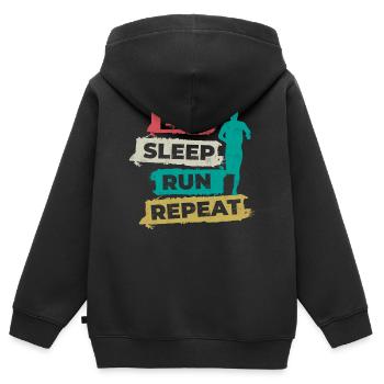 Course, Coureur, Marathonien, Coureur de 10 km - Sweat Premium à capuche zippé enfant bio - noir - Dos - AI Model Kid Male (0cm)