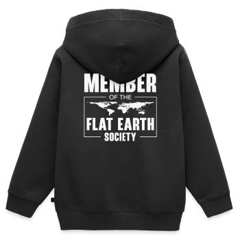 Mitglied der Flat Earth Society Humor Design - Kinder Premium Organic Zip Hoodie - Schwarz - Hinten - AI Model Kid Male (0cm)