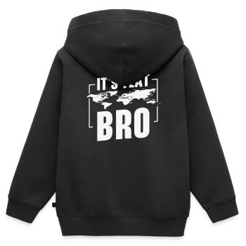 Es ist flach, Bro - Kinder Premium Organic Zip Hoodie - Schwarz - Hinten - AI Model Kid Male (0cm)