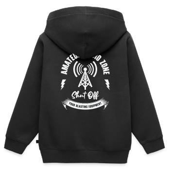 Funk Amateur Funker Funken Radio Hobby Cadeau - Sweat Premium à capuche zippé enfant bio - noir - Dos - AI Model Kid Male (0cm)