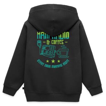 Funk Amateur Funker Funken Radio Hobby Cadeau - Sweat Premium à capuche zippé enfant bio - noir - Dos - AI Model Kid Male (0cm)