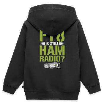 Funk Amateur Funker Funken Radio Hobby Cadeau - Sweat Premium à capuche zippé enfant bio - noir - Dos - AI Model Kid Male (0cm)