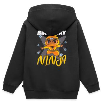 Anniversaire Ninja Jeune Anniversaire Ninja Cadeau - Sweat Premium à capuche zippé enfant bio - noir - Dos - AI Model Kid Male (0cm)
