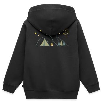 In den Bergen Zelten - Kinder Premium Organic Zip Hoodie - Schwarz - Hinten - AI Model Kid Male (0cm)