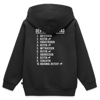 Stute oder Hengst für Reiter Reiterin Schimmel - Kinder Premium Organic Zip Hoodie - Schwarz - Hinten - AI Model Kid Male (0cm)