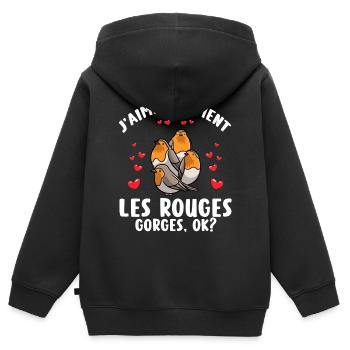 Robin Vertrauter Humorvogel - Kinder Premium Organic Zip Hoodie - Schwarz - Hinten - AI Model Kid Male (0cm)