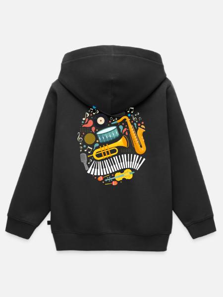 Jazz Tshirt - Kinder Premium Organic Zip Hoodie - Schwarz