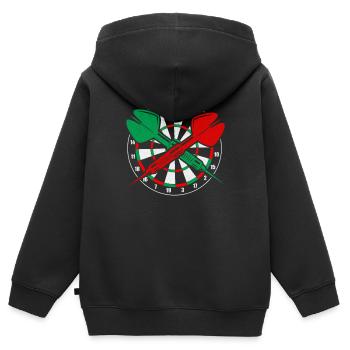 Jeu de fléchettes Jeu de fléchettes Dartset Dartboard et flèches - Sweat Premium à capuche zippé enfant bio - noir - Dos - AI Model Kid Male (0cm)